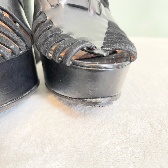 Givenchy Corinne Women's Leather Suede Gladiator Platform Wedge Heels Size 8 - Picture 5 of 15